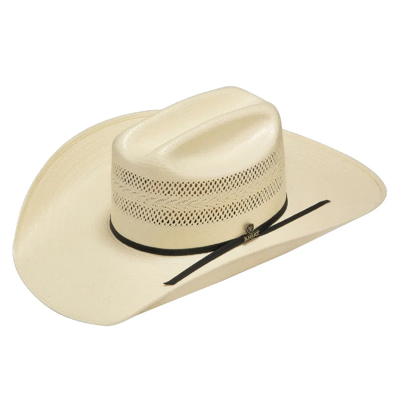 Elegant straw cloche hat for women with a timeless, vintage look -Ariat Natural Straw Vented Crown Hat