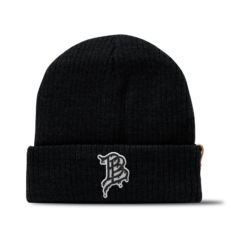 Black baseball cap for sleek all-black looks -BB Drip PVC Essential Beanie