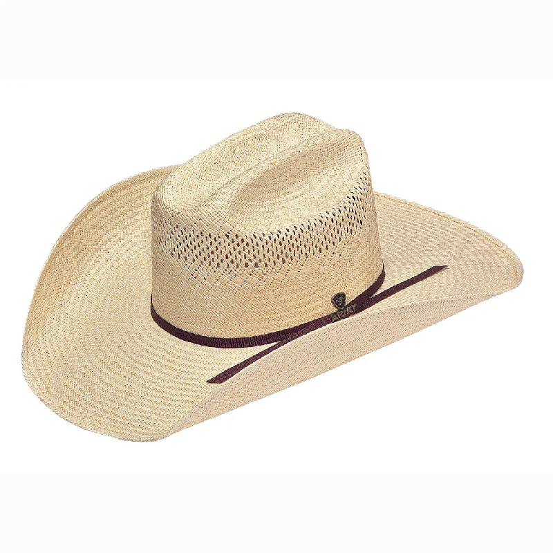 Handwoven straw hat for women with a unique design and artistic craftsmanship -Ariat 10X 2 Cord Chocolate Band Americana