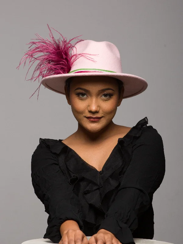 Luxury felt hat for sophisticated wardrobe additions -October Fest Hat with Feather (Palm)