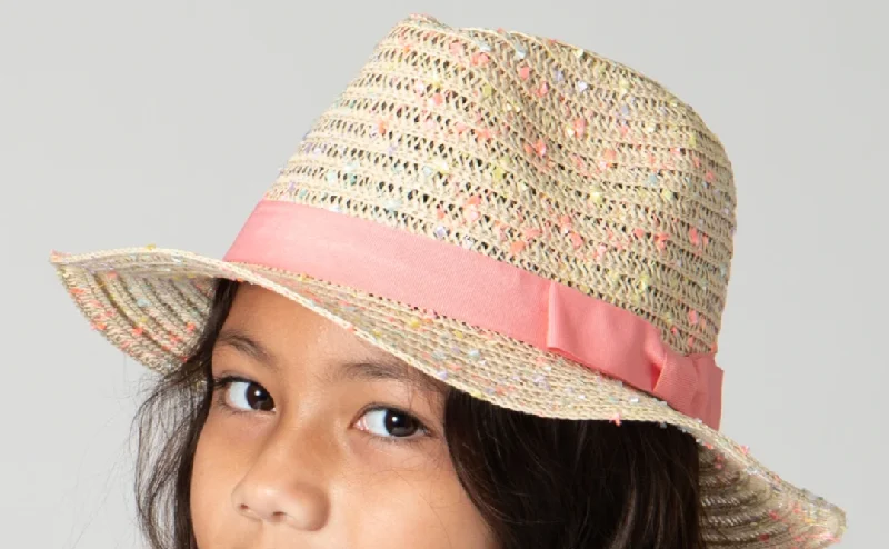 Unique cowboy hats for women with bold patterns and creative detailing -Kids Pink Sparkly Fedora Hat