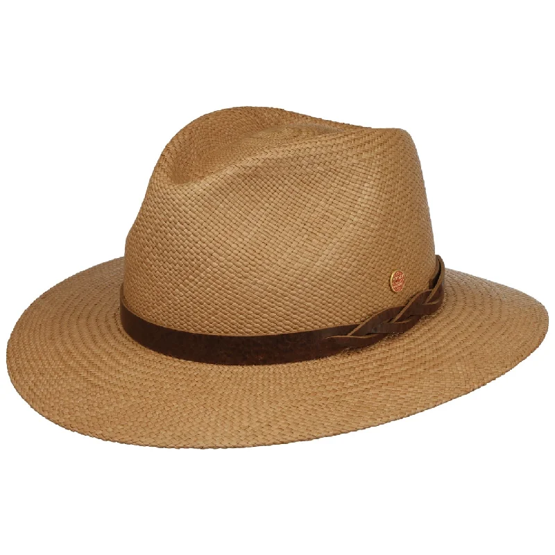 Comfortable straw visor hat for women with adjustable strap and sporty look -Enrico Traveller Panama Hat by Mayser