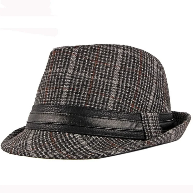 Vintage wool felt hat with worn charm -Charles Plaid Trilby Hat