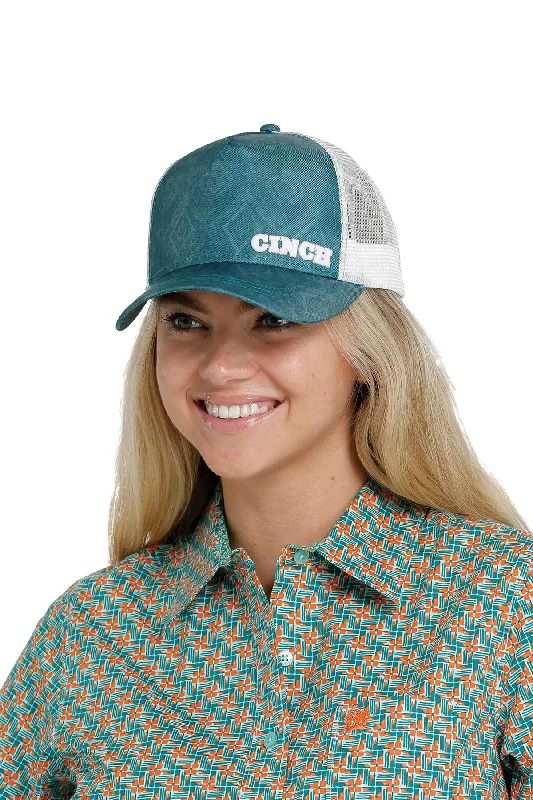 Classic felt cowboy hats for women with neutral tones for versatile styling -Cinch Women's Teal Trucker Cap