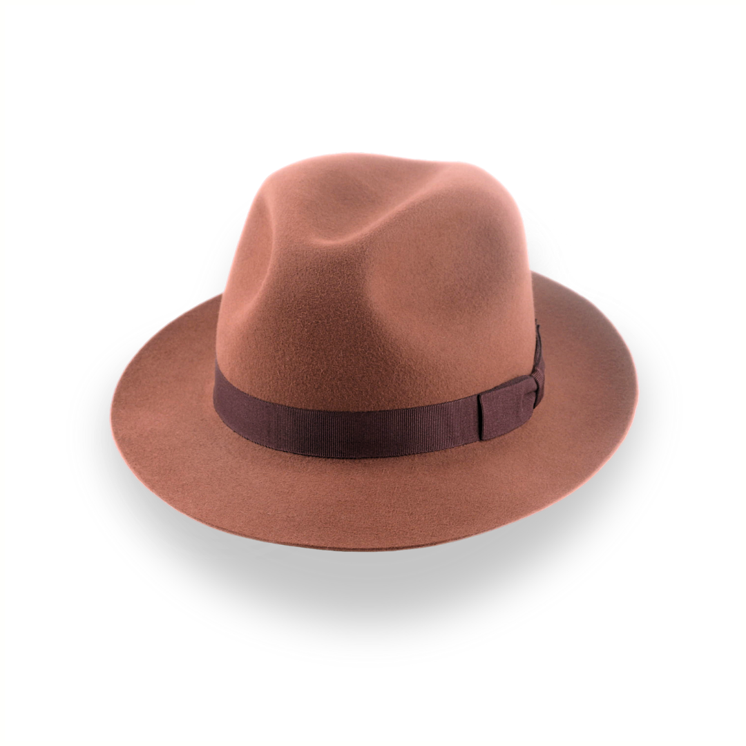 Custom straw fedora hats for men with personalized embroidery for a unique twist -Rust Short Brim Trilby Fedora Hat in Soft Fur Felt | The Tomaso