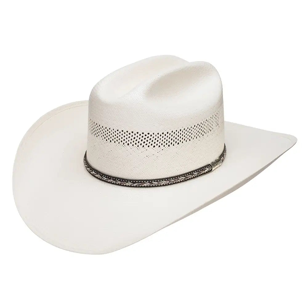 Lightweight cowboy hats for men with breathable straw for warm weather wear -Stetson Grey Star - (10X) Straw Cowboy Hat