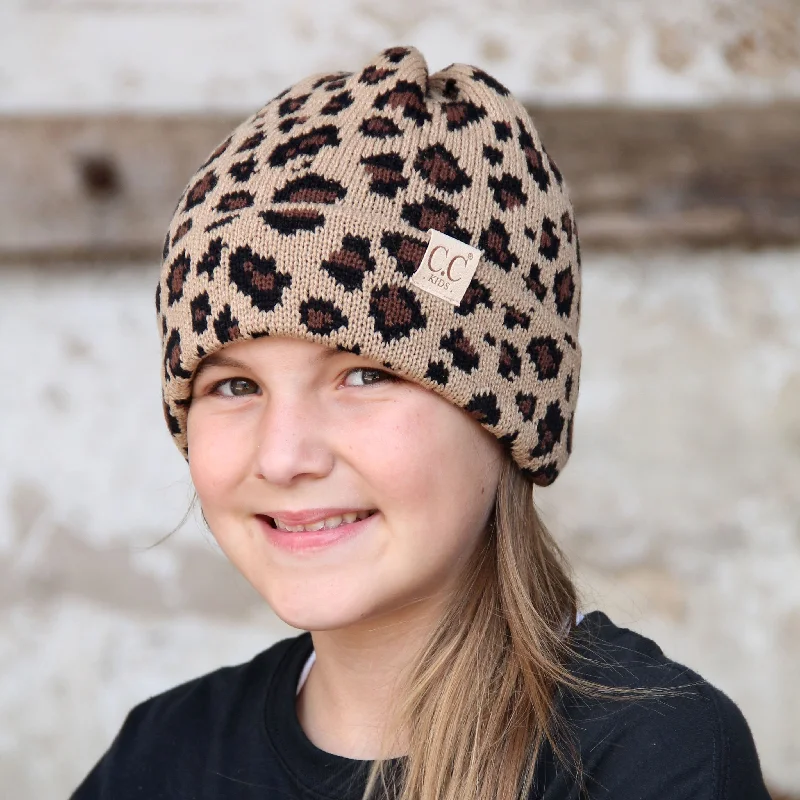 Camouflage dad cap for subtle outdoor blend -KID-45 Leopard Youth Beanie