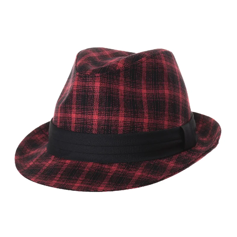 Casual fedora hats for women with soft fabric and relaxed fit -Fedora Hat Tartan Plaid Check Pattern Cotton Hat DW6680