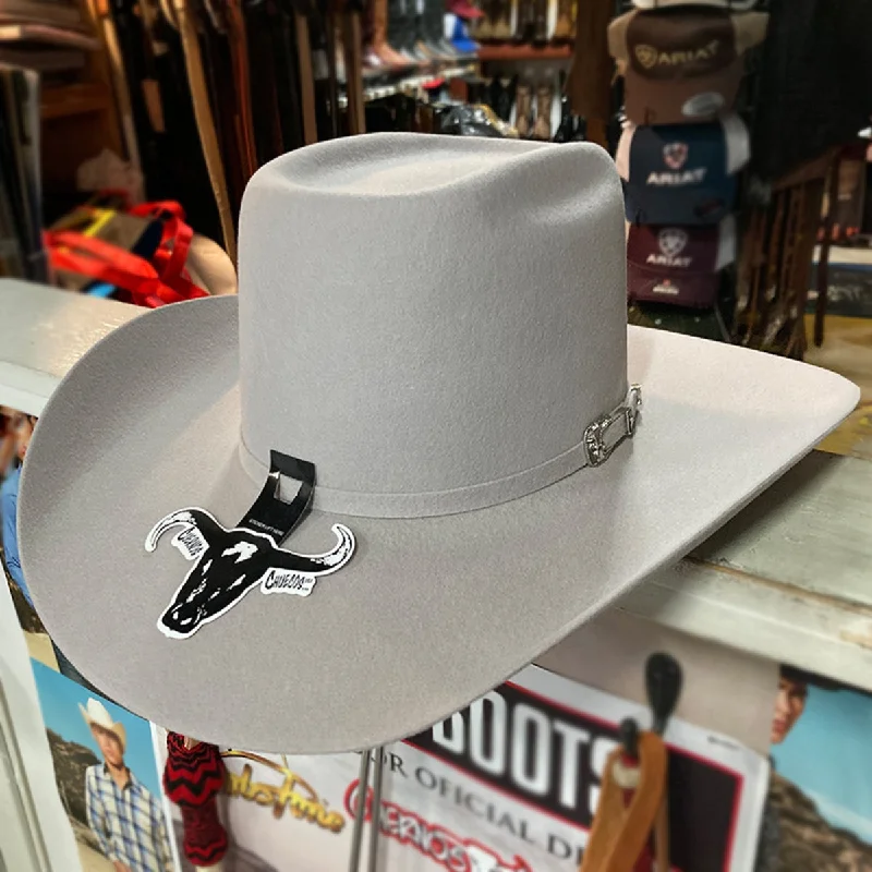 Custom cowboy hats for men with wide brims and bold, statement features -Mist Grey Brick Crown Cowboy Hat