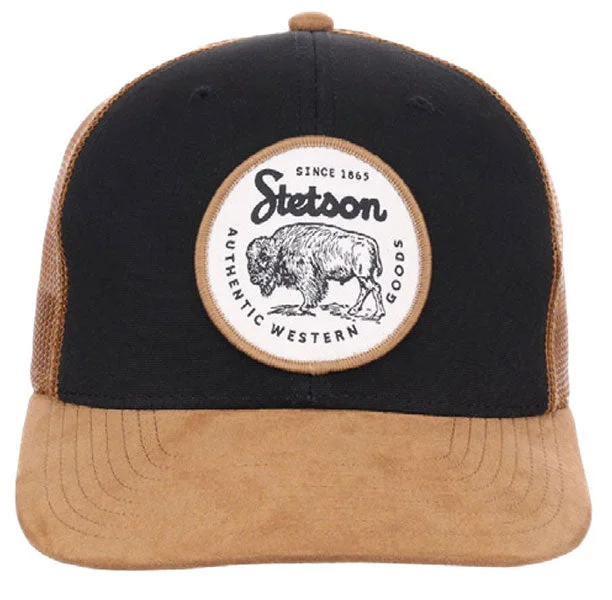 Cowboy hats for men with rough leather bands for a rugged, earthy appeal -Stetson Roper Buffalo Patch Ball Cap