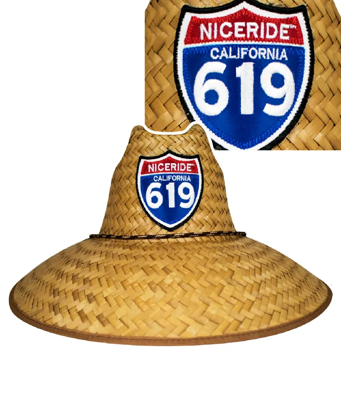 Handmade straw fedora for women with stylish band and chic appearance -"Interstate 619" STRAW SUN HAT - Unisex Beach Hat