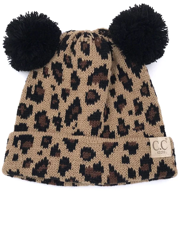 Stylish snapback cap for urban street style -KIDS-80 Pom Pom Beanie Leopard