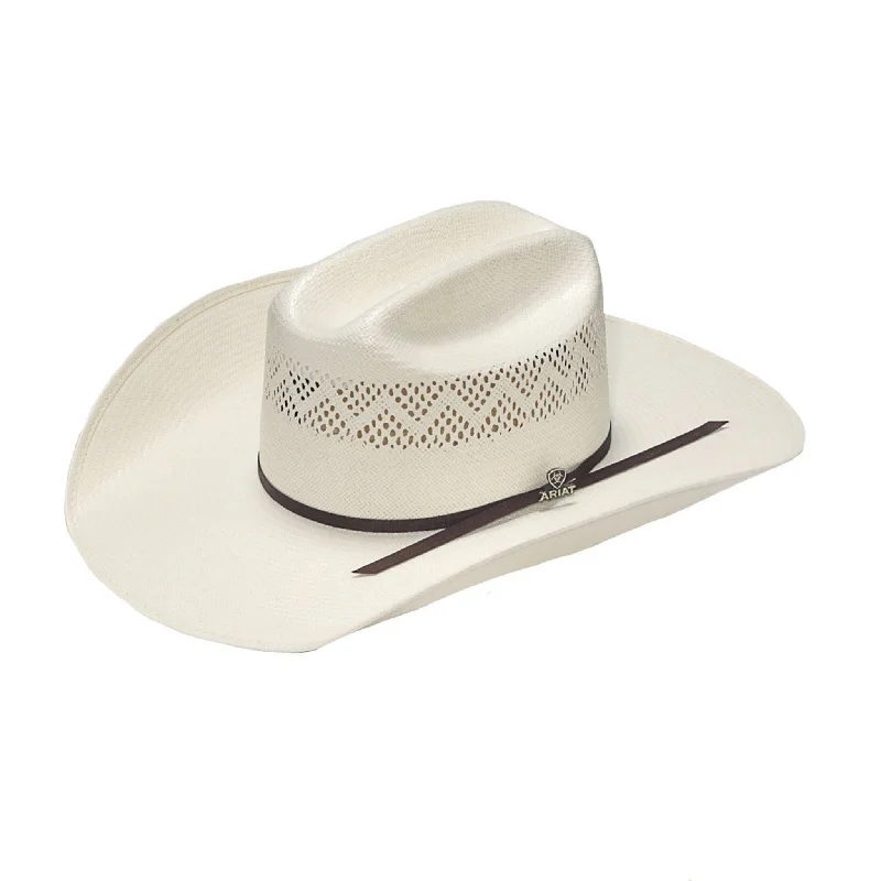 Lightweight straw cap for men with a practical and comfortable design for warm weather -Ariat 20X Hat Shantung Ivory