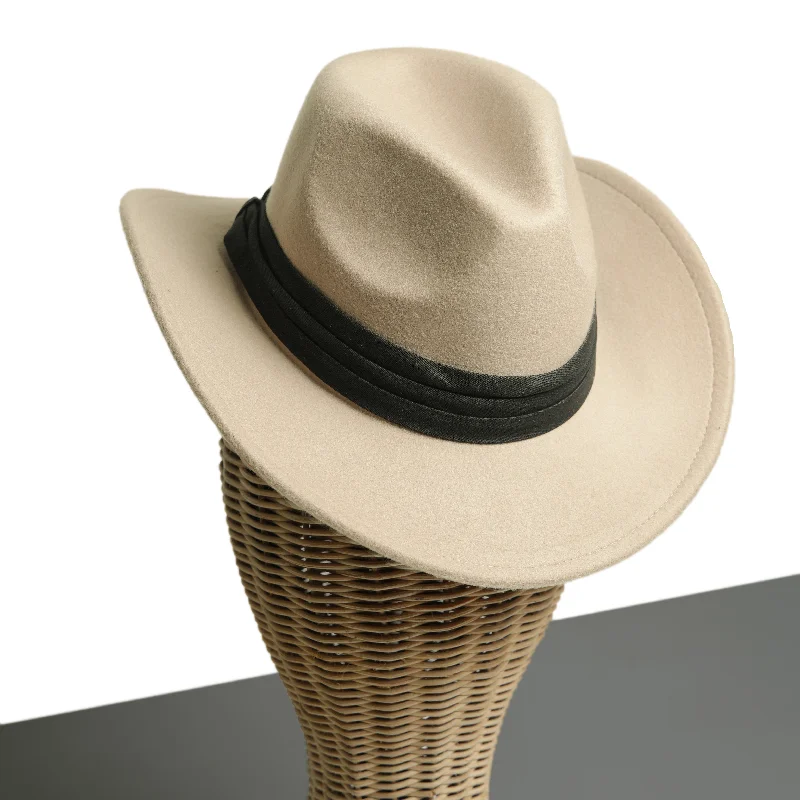 Adjustable straw cowboy hats for men with elastic bands for flexible fit -Chokore Cowboy Hat with Ribbon (Beige)