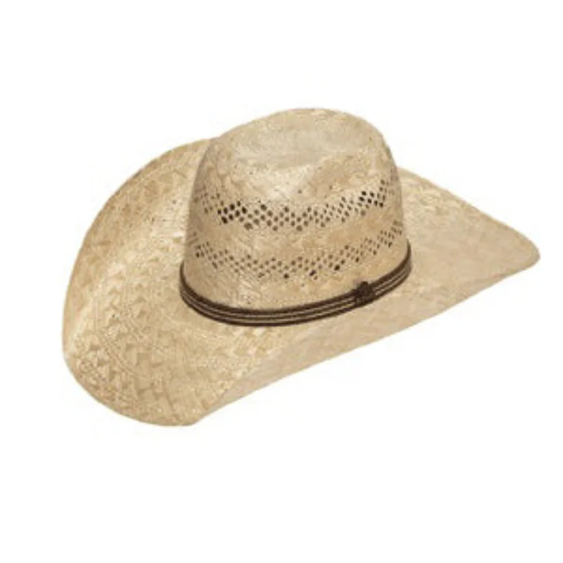 Classic straw sun hat for men with a relaxed fit for summer outdoor activities -Ariat Straw Cowboy Hat