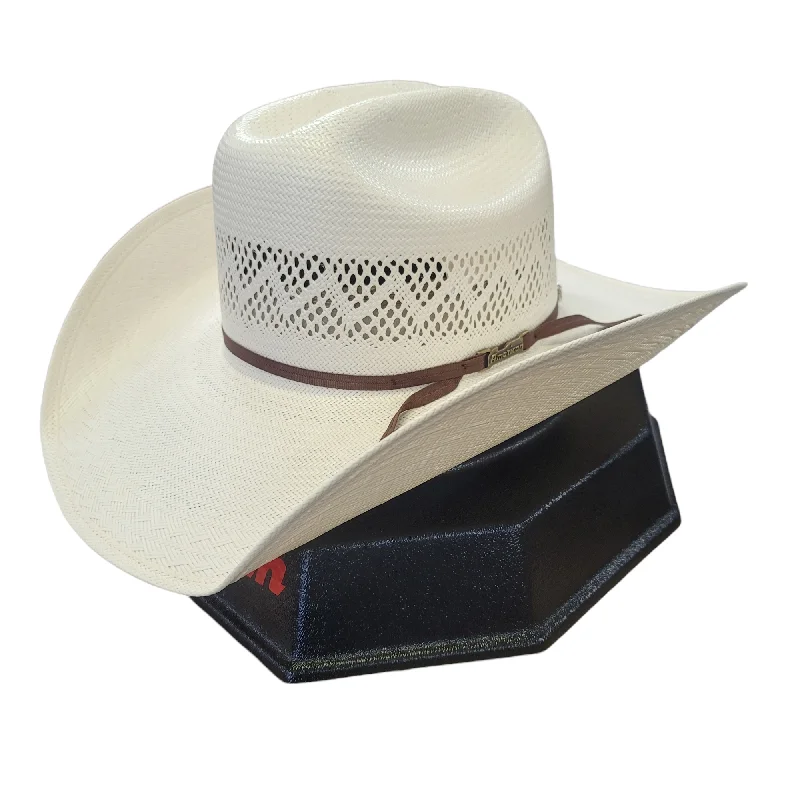 Trendy straw hat for women with geometric accents for modern touch -American Hat Co. Straw Hat - #TC 8890