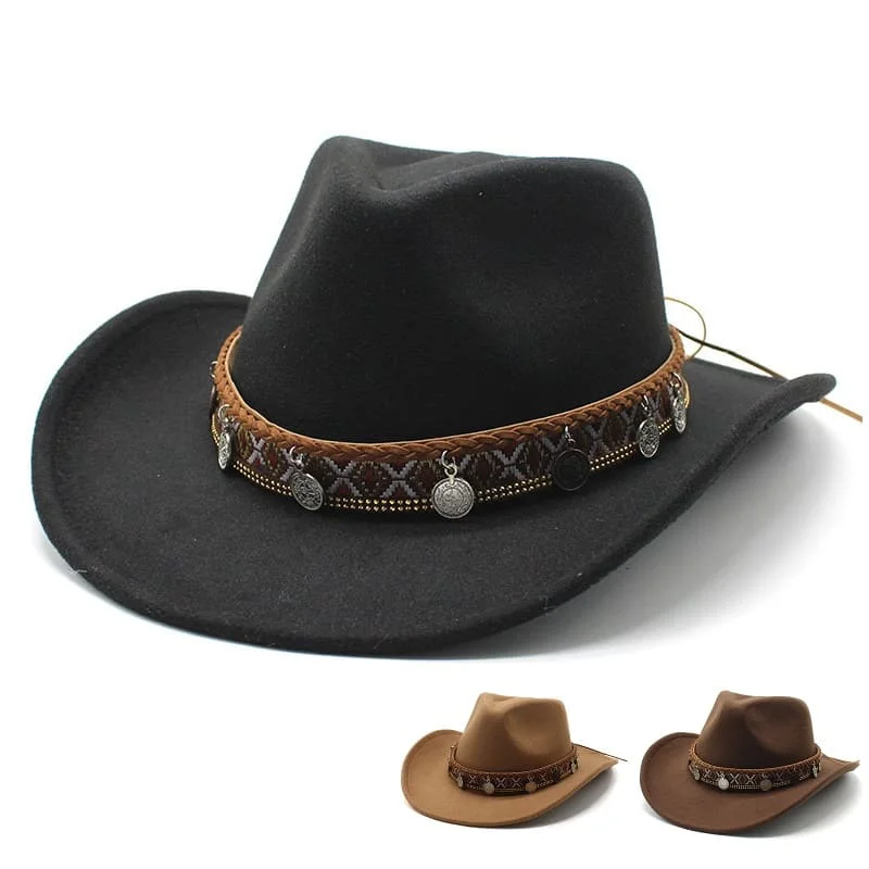 Unique leather cowboy hats with exotic patterns for men with adventurous, bold styles -Western Vintage Cowboy Hat