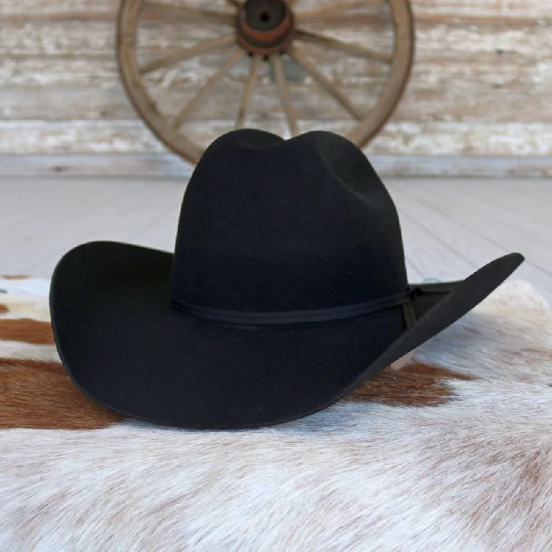 Vintage felt hat with classic fedora shape -Stetson 3X Black Wool Cowboy Hat - Cattleman