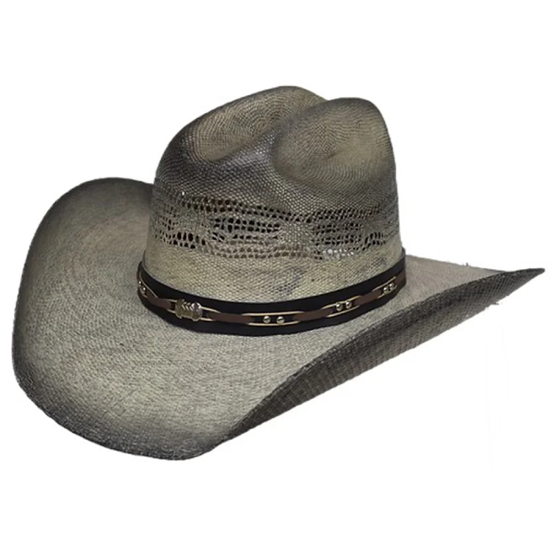 Handwoven straw hat for women with a unique design and artistic craftsmanship -Lonestar Grey/White Tennessee Straw Hat