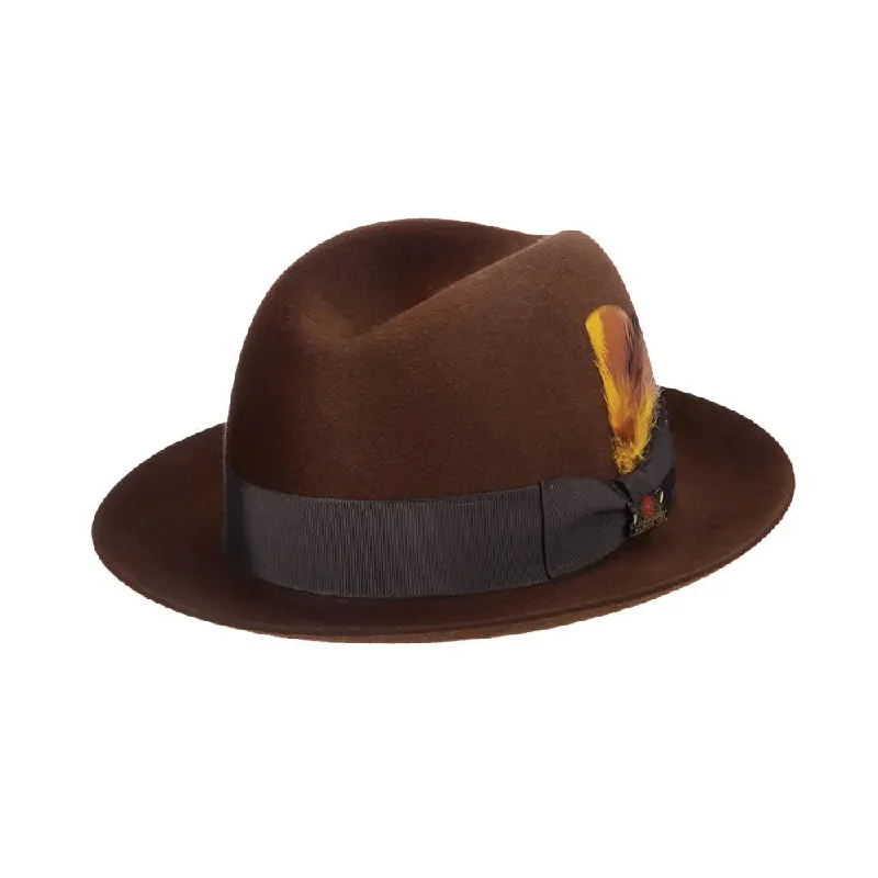 Classic straw fedora hats for men with contrasting bands for eye-catching appeal -Biltmore Chicago Eleganza Finish Fur Felt Fedora