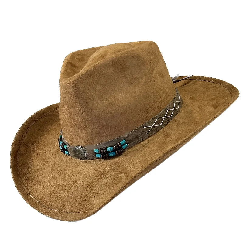 Durable felt hat with sturdy wool build -Suede Canyon Western Cowboy Hat in Light Brown