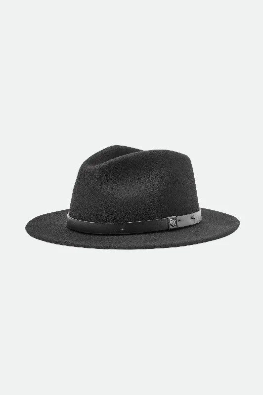 Classic wool felt hat for cold winter days -Messer Fedora - Black/Black