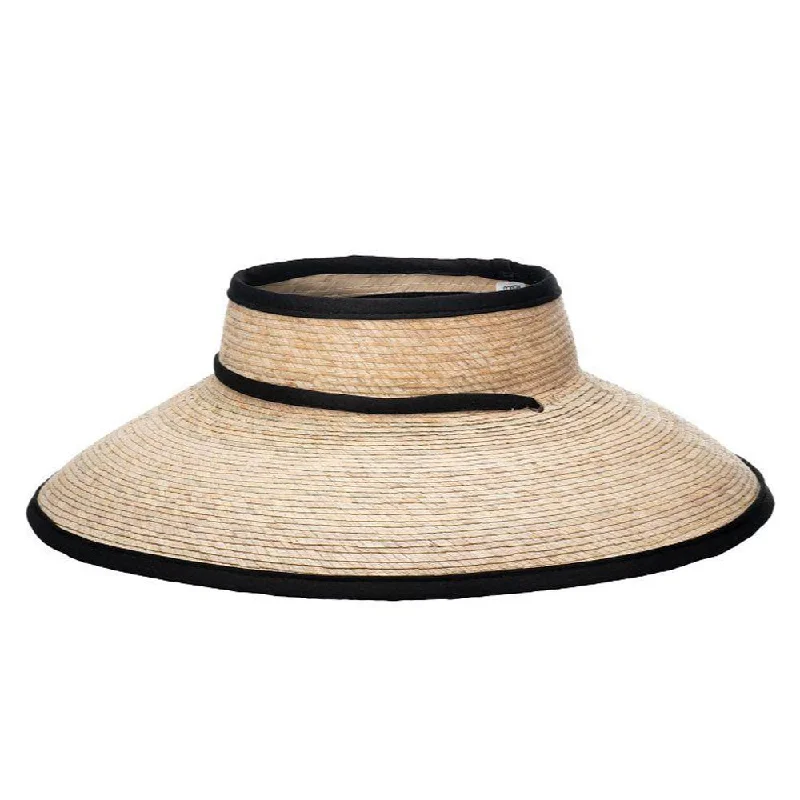 Classic straw sun hat for men with a relaxed fit for summer outdoor activities -Makai - Lava Open Top Palm Visor