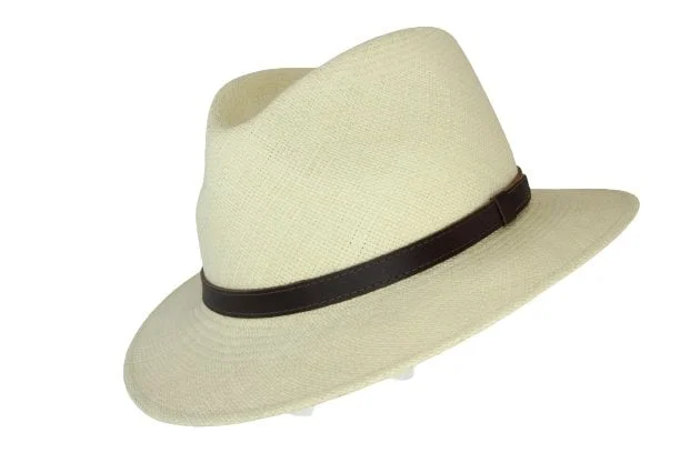 Fedora hats for men with adjustable leather bands for a custom fit -Camilo Panama Alex Natural - Leather Band