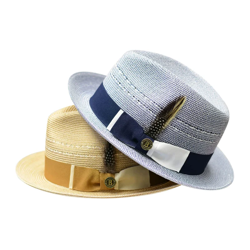 Premium felt fedora hats for men with strong, durable construction for lasting wear -Bruno Capelo Ricardo 2-Tone Straw Fedora Hat Snap Brim