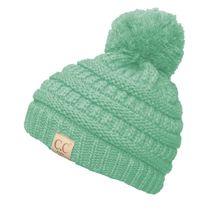 Canvas trucker cap for tough outdoor wear -YJ-847 POM Mint Kid Beanie