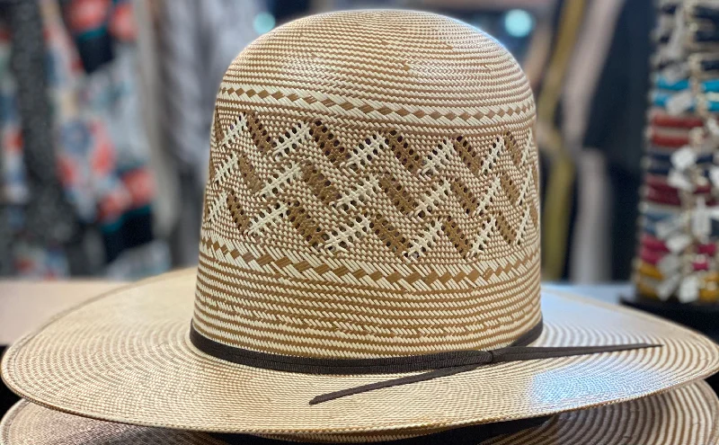 Bohemian straw hat for women with woven design and relaxed, free-spirited vibe -RS3401- Rough Stock Hat - Open Tall Crown