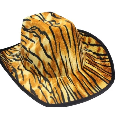 Authentic western cowboy hats for men with wide brims for full sun protection -Cowboy Hat - Tiger Print