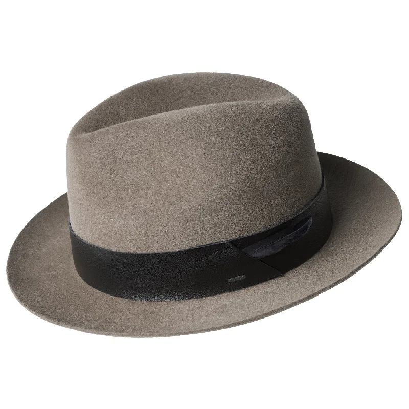 Fedora hats for men with short brims and sleek designs for sharp style -Bailey Flume Velour Rabbit Fur Felt Fedora