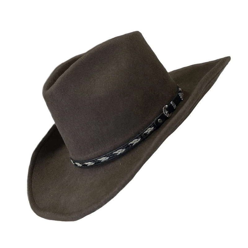 Casual wool felt hat for effortless style -Crushable Brown Felt Western Cowboy Hat