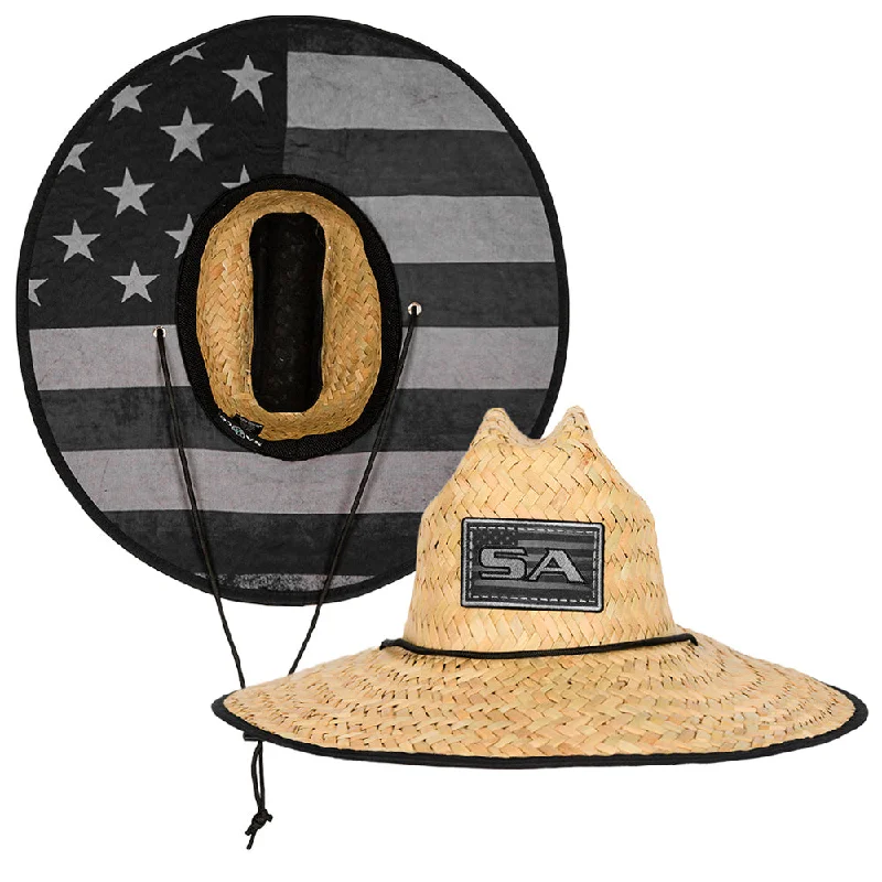 Timeless straw hat for women with delicate pattern and feminine design -Under Brim Straw Hat | Blackout American Flag 2.0