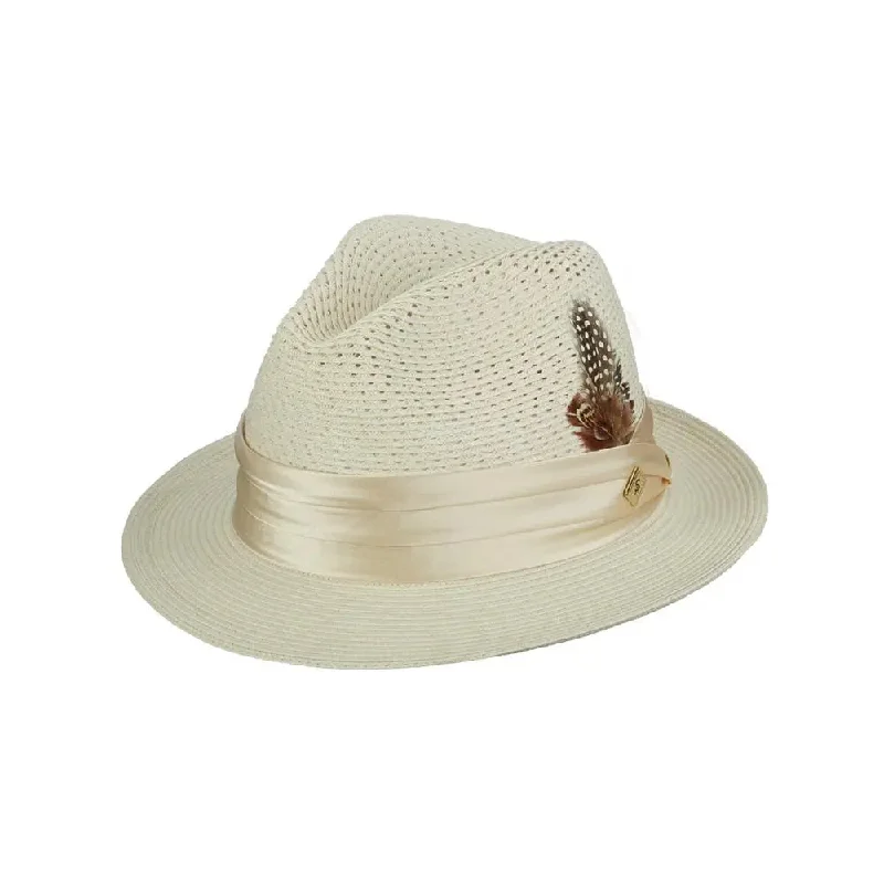 Classic wool fedora hats for women with structured design and warm color palette -Stacy Adams Dublin Vented Poly Braid Fedora