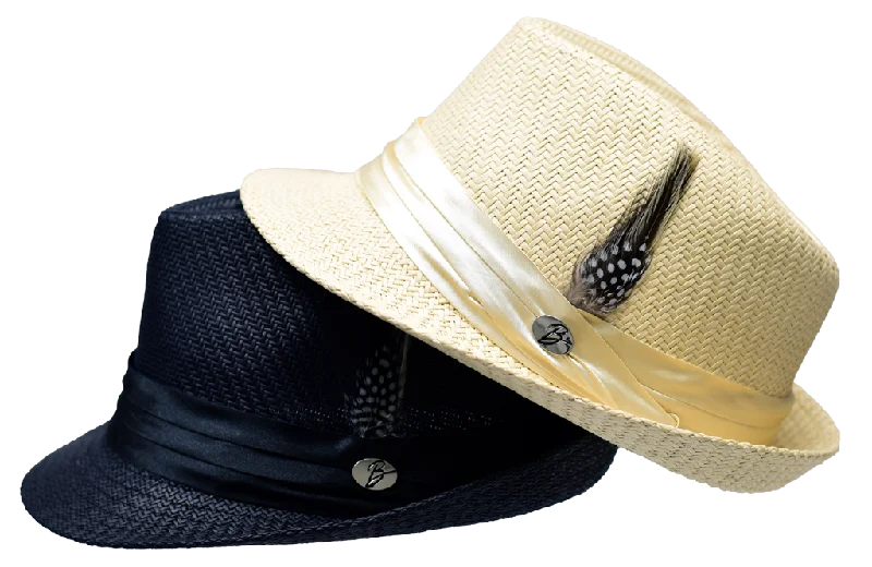 Classic straw fedora hats for men with contrasting bands for eye-catching appeal -Jayden Collection