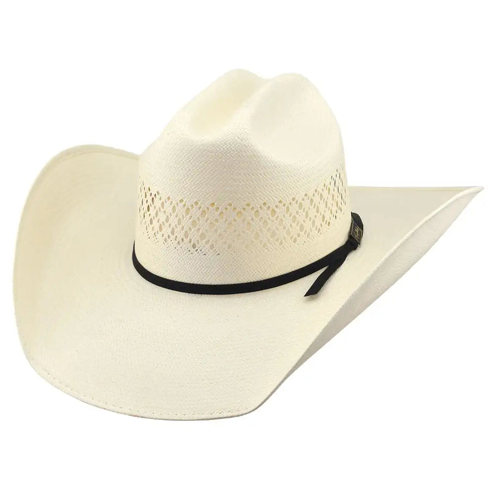 Retro cowboy hats with plaid fabric bands for a fashionable country-inspired design -Larry Mahan's Cowboy - (10X) Straw Cowboy Hat