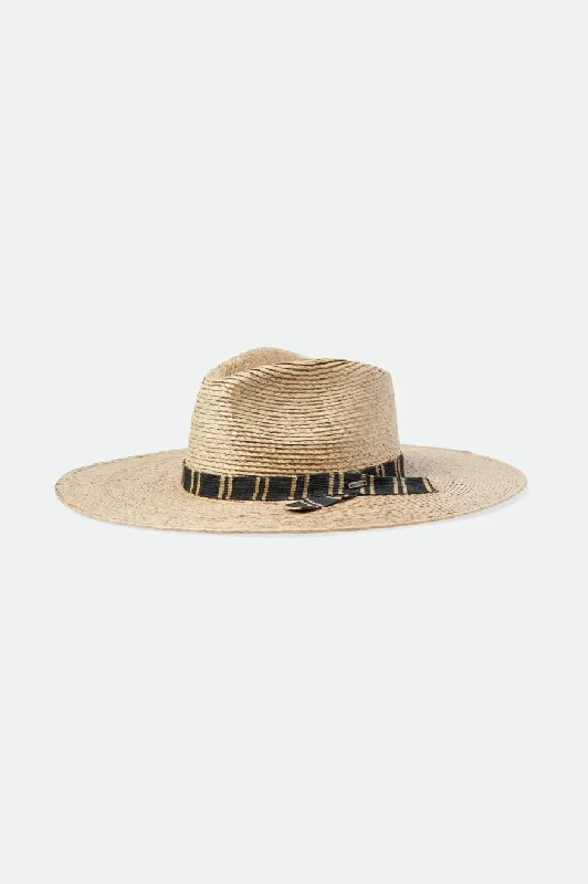 Bohemian straw hat for women with woven design and relaxed, free-spirited vibe -Leigh Straw Fedora - Natural/Multi