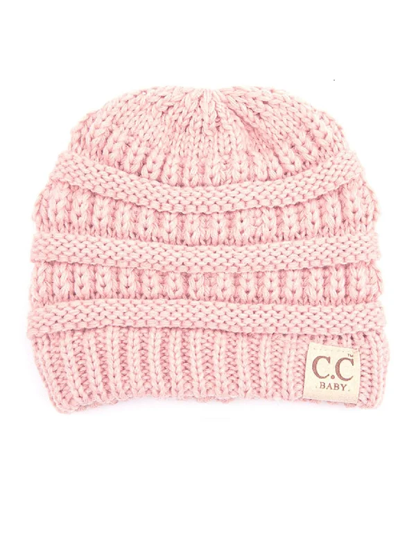 Retro baseball cap with classic team colors -BABY-847 Pale Pink Beanie No Pom