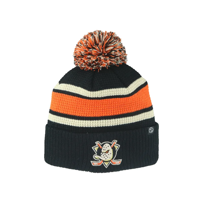 Lightweight sports cap for active workout days -Primary Stripe Cuff Pom Beanie