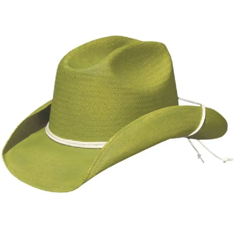 Luxury cowboy hats with premium leather construction for a fashionable and sturdy design -Deadwood Trading Hat Company Calamity (Lime Green) - Straw Cowgirl Hat