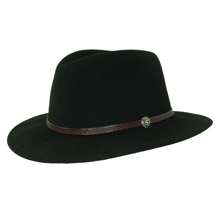 Fashionable fedora hats for men with contrasting bands for modern styling -Stetson Cromwell Crushable Hat - Black