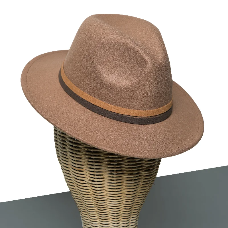 Fedora hats for women with sleek, modern designs and wide, dramatic brims -Chokore Fedora Hat with Dual Tone Band (Khaki)