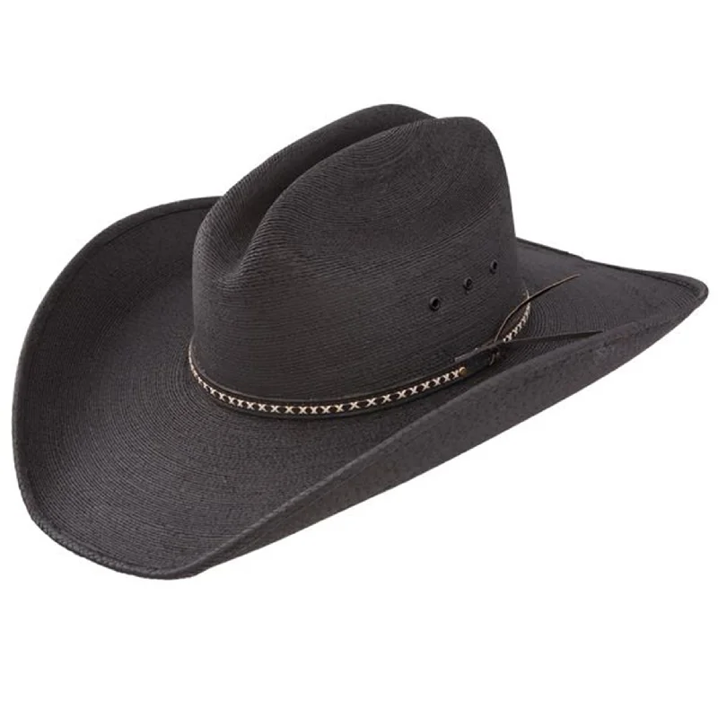 Soft straw hat for women with a flexible brim for ultimate comfort -Resistol Asphalt Cowboy Black Palm Hat