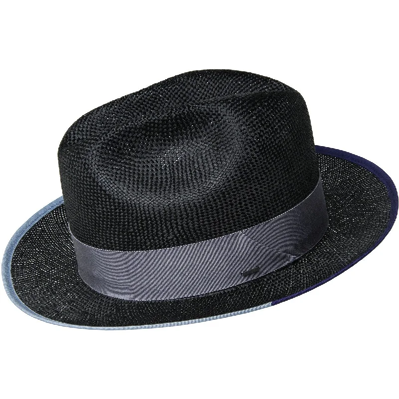 Fedora hats for men with stylish plaid bands for a contemporary twist -Bailey Hesmond Pinch Front Straw Fedora