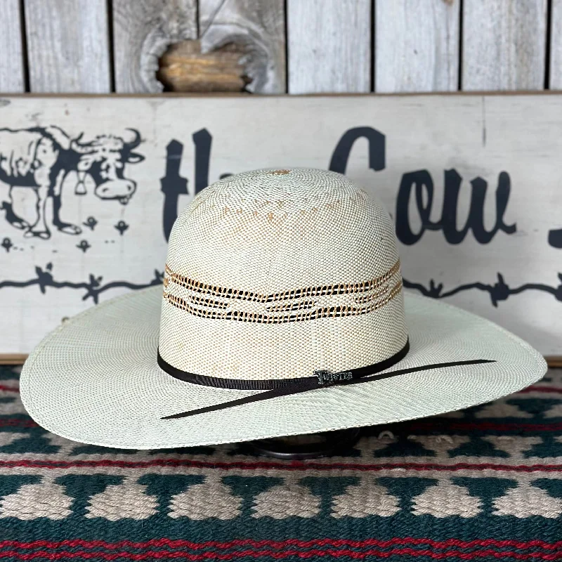 Elegant cowboy hats for women with silk ribbons for a sophisticated touch -Twister Open Crown Tan Bangora 4 1/2" Brim