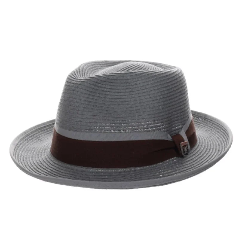 Durable straw fedora hats for men with breathable materials for summer comfort -Stacy Adams Pacetti Paper Braid Straw Fedora