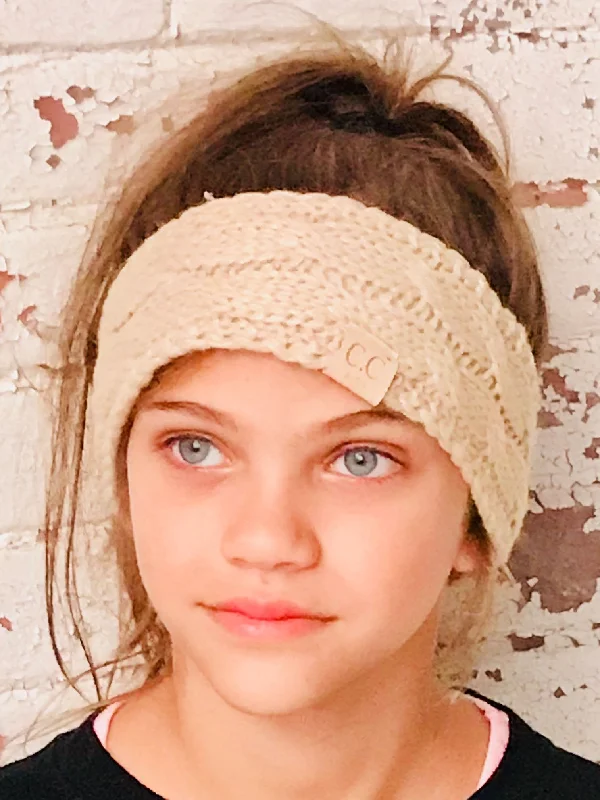 Wool trucker cap for warm stylish wear -HW-20-KIDS BEIGE HEADWRAP