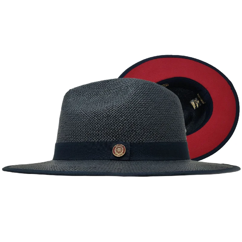 Fedora hats for men with adjustable leather bands for a custom fit -Bruno Capelo Kingdom Red Bottom Wide Brim Straw Fedora